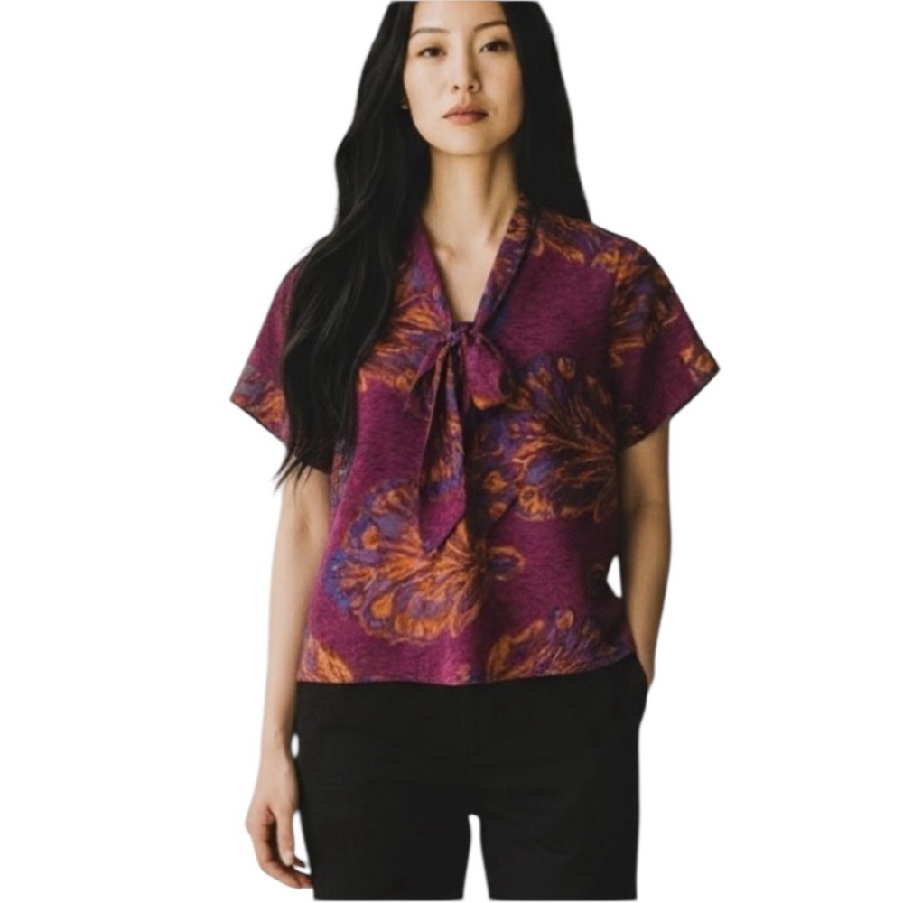 TUCKER For Target Like New Purple Floral Blouse